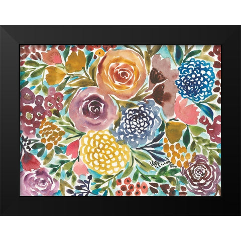 Spray of Flowers Black Modern Wood Framed Art Print by Warrick, Cheryl