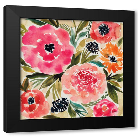 Summer Petals II Black Modern Wood Framed Art Print by Warrick, Cheryl
