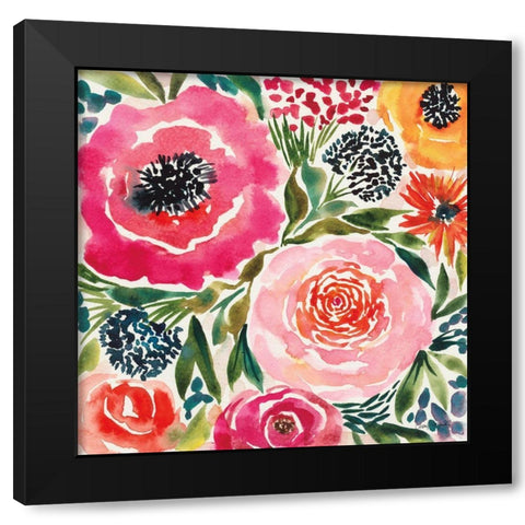 Summer Petals III Black Modern Wood Framed Art Print with Double Matting by Warrick, Cheryl