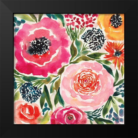 Summer Petals III Black Modern Wood Framed Art Print by Warrick, Cheryl