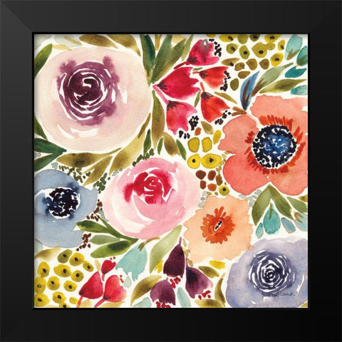 Summer Petals IV Black Modern Wood Framed Art Print by Warrick, Cheryl