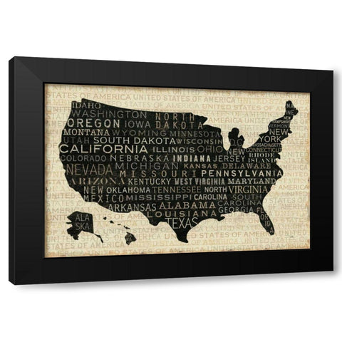 USA V Black Modern Wood Framed Art Print with Double Matting by Pela Studio