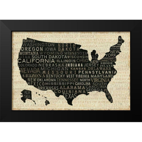 USA V Black Modern Wood Framed Art Print by Pela Studio