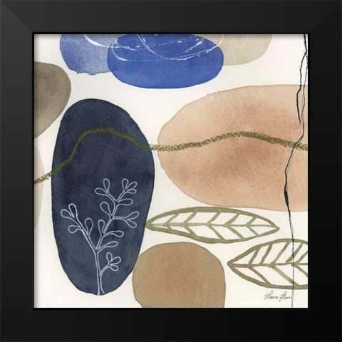Leaves and Stones II Black Modern Wood Framed Art Print by Horn, Laura