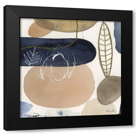 Leaves and Stones III Black Modern Wood Framed Art Print by Horn, Laura