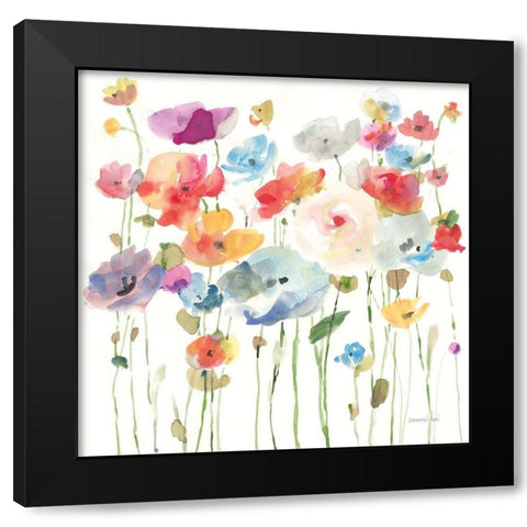 Bright Day Blooming Black Modern Wood Framed Art Print by Nai, Danhui