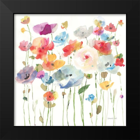 Bright Day Blooming Black Modern Wood Framed Art Print by Nai, Danhui