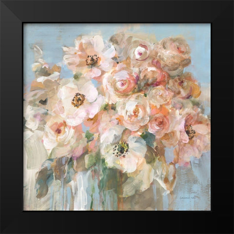 Blushing Bouquet Black Modern Wood Framed Art Print by Nai, Danhui