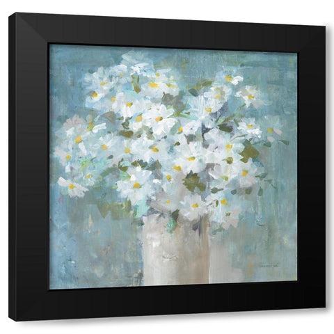 Daisies All Day Black Modern Wood Framed Art Print by Nai, Danhui