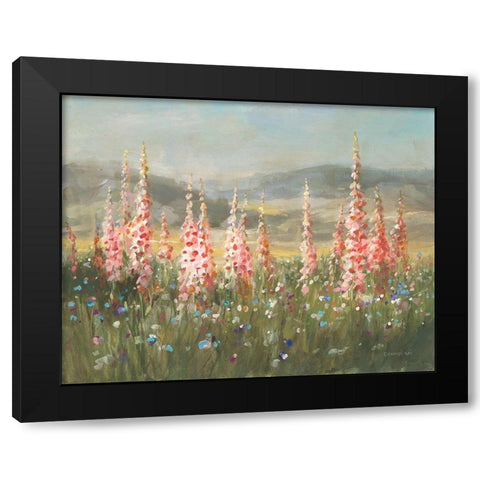 Wild Foxglove Meadow Black Modern Wood Framed Art Print with Double Matting by Nai, Danhui