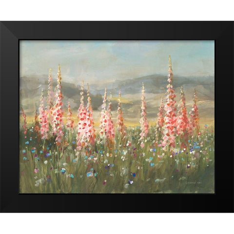 Wild Foxglove Meadow Black Modern Wood Framed Art Print by Nai, Danhui