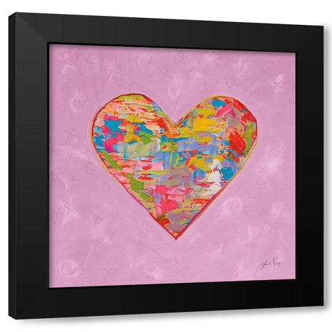 First Love on Pink Black Modern Wood Framed Art Print by Vertentes, Jeanette