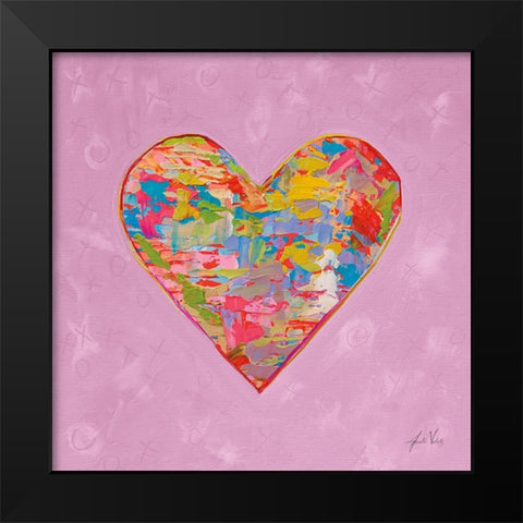 First Love on Pink Black Modern Wood Framed Art Print by Vertentes, Jeanette