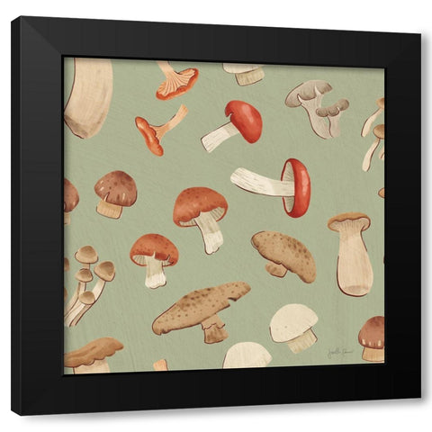 Mushroom Madness Pattern ID Black Modern Wood Framed Art Print with Double Matting by Penner, Janelle