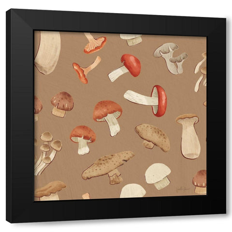 Mushroom Madness Pattern IE Black Modern Wood Framed Art Print with Double Matting by Penner, Janelle