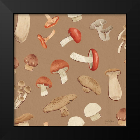 Mushroom Madness Pattern IE Black Modern Wood Framed Art Print by Penner, Janelle