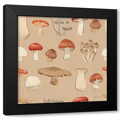 Mushroom Madness Pattern IIIC Black Modern Wood Framed Art Print by Penner, Janelle