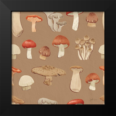 Mushroom Madness Pattern IIIE Black Modern Wood Framed Art Print by Penner, Janelle