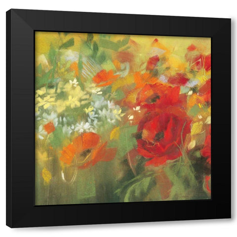 Oriental Poppy Field II Black Modern Wood Framed Art Print with Double Matting by Rowan, Carol