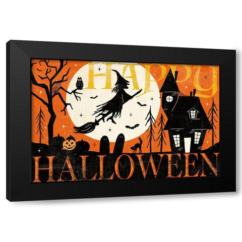 Halloween is Calling I Black Modern Wood Framed Art Print by Charron, Veronique