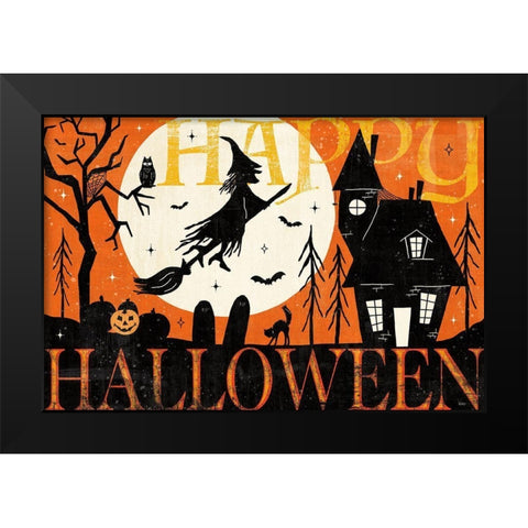 Halloween is Calling I Black Modern Wood Framed Art Print by Charron, Veronique
