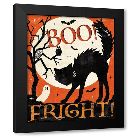 Halloween is Calling V Black Modern Wood Framed Art Print by Charron, Veronique