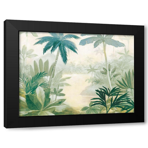Palm Lagoon Blue Black Modern Wood Framed Art Print by Purinton, Julia