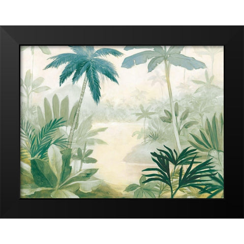 Palm Lagoon Blue Black Modern Wood Framed Art Print by Purinton, Julia