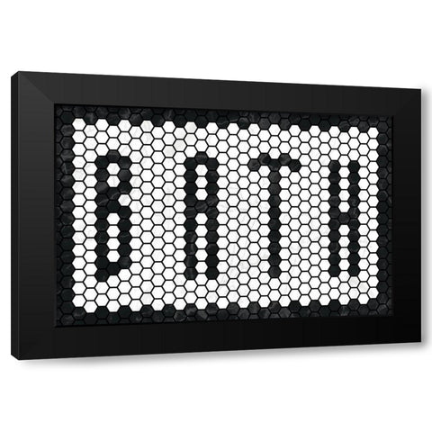 Bath Tiles Black Modern Wood Framed Art Print with Double Matting by Wild Apple Portfolio