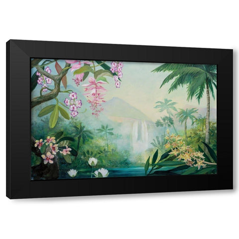Tropical Falls Black Modern Wood Framed Art Print by Purinton, Julia