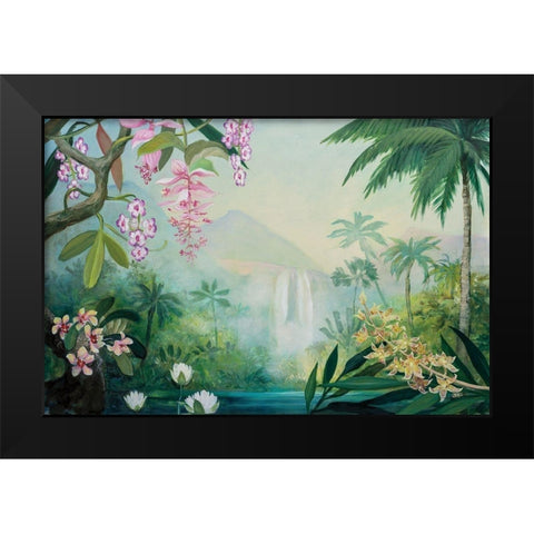 Tropical Falls Black Modern Wood Framed Art Print by Purinton, Julia