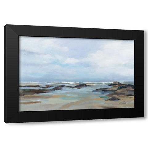 Morning Beach Black Modern Wood Framed Art Print by Vassileva, Silvia