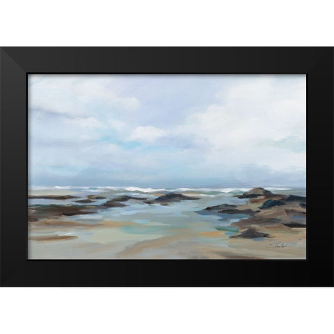 Morning Beach Black Modern Wood Framed Art Print by Vassileva, Silvia