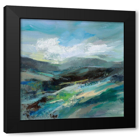 Turquoise Slopes II Black Modern Wood Framed Art Print with Double Matting by Vassileva, Silvia