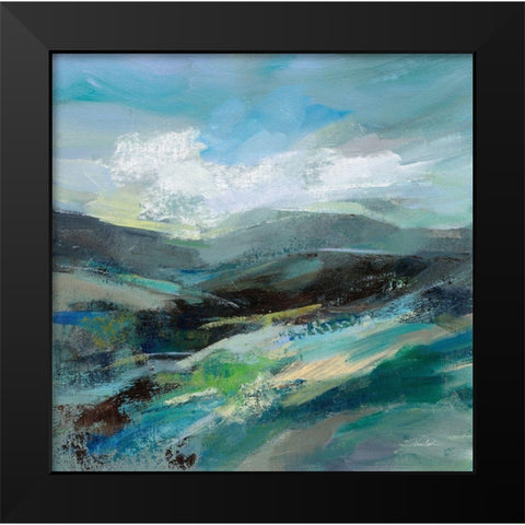 Turquoise Slopes II Black Modern Wood Framed Art Print by Vassileva, Silvia