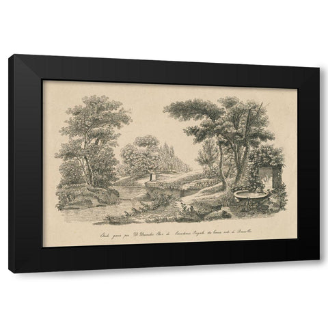 French Park Etching III Black Modern Wood Framed Art Print with Double Matting by Wild Apple Portfolio