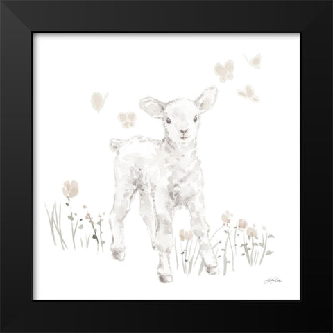Spring Lambs I Neutral Black Modern Wood Framed Art Print by Pete, Katrina