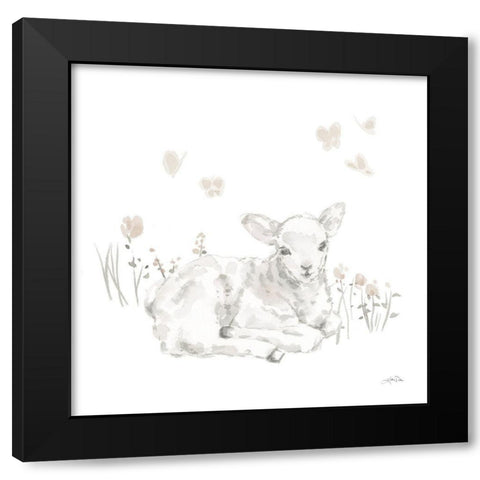 Spring Lambs III Neutral Black Modern Wood Framed Art Print with Double Matting by Pete, Katrina