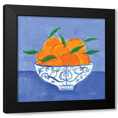 Orange Still Life Black Modern Wood Framed Art Print by Zaman, Farida