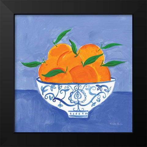 Orange Still Life Black Modern Wood Framed Art Print by Zaman, Farida