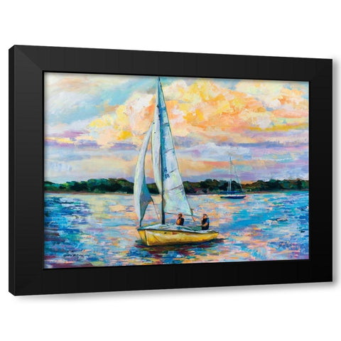 Sunday Sail Black Modern Wood Framed Art Print with Double Matting by Vertentes, Jeanette