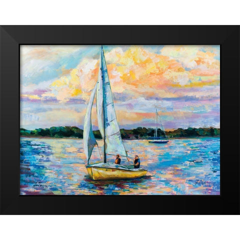 Sunday Sail Black Modern Wood Framed Art Print by Vertentes, Jeanette