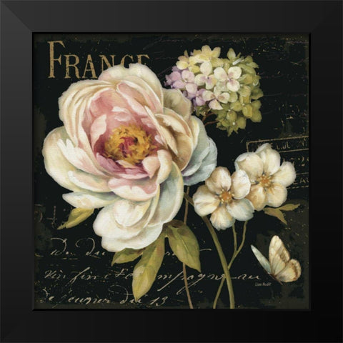 Marche de Fleurs on Black Black Modern Wood Framed Art Print by Audit, Lisa