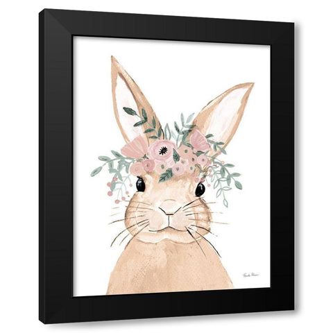 Sweet Rabbit Brown Black Modern Wood Framed Art Print with Double Matting by Zaman, Farida