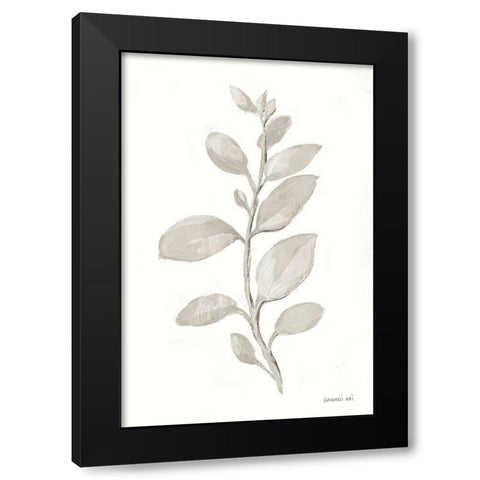 Gray Sage Leaves II on White Black Modern Wood Framed Art Print with Double Matting by Nai, Danhui