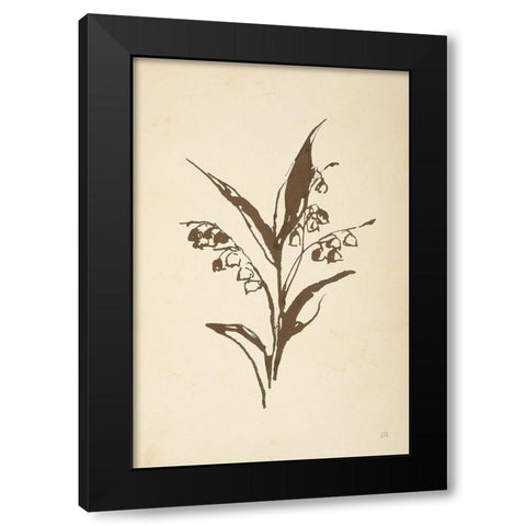 Vintage Line Lily of the Valley I Black Modern Wood Framed Art Print with Double Matting by Paschke, Chris