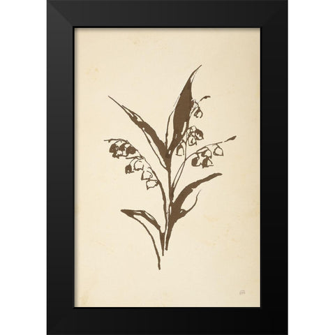 Vintage Line Lily of the Valley I Black Modern Wood Framed Art Print by Paschke, Chris