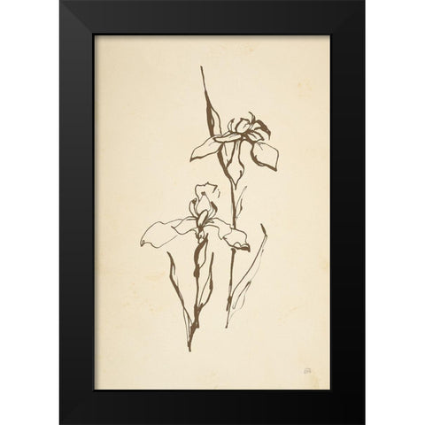Vintage Line Iris II Black Modern Wood Framed Art Print by Paschke, Chris