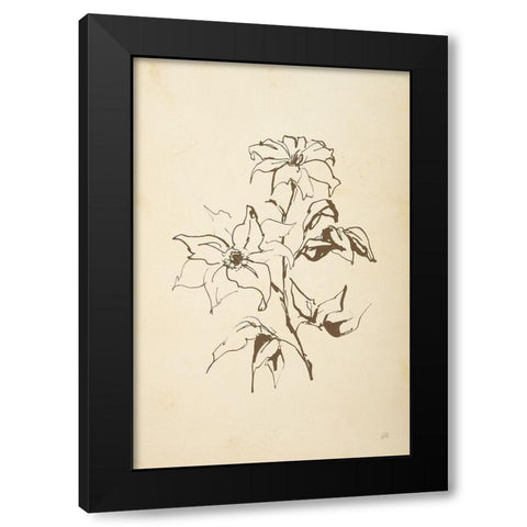 Vintage Line Clematis Black Modern Wood Framed Art Print by Paschke, Chris