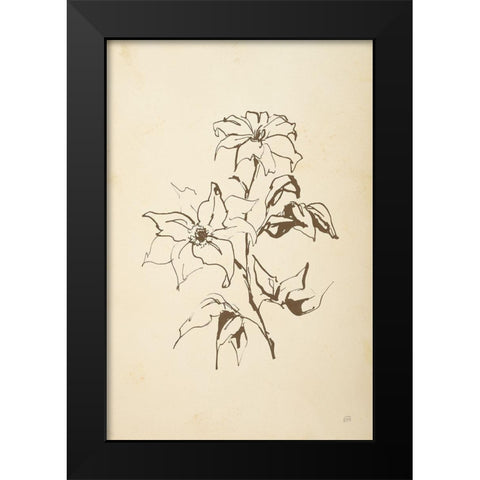 Vintage Line Clematis Black Modern Wood Framed Art Print by Paschke, Chris